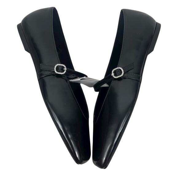 Mango Jewel Strap Glossy Mary Jane Ballet Flats Black Women Size 39/ 8.5 - Picture 8 of 13